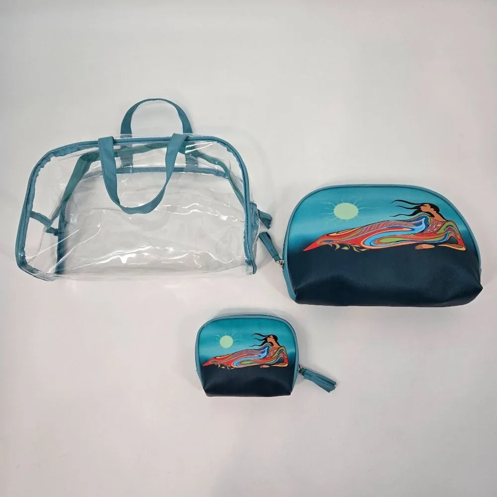 Oscardo Mother Earth Cosmetic Bags 3 Piece Set First Nations Artist Maxine Noel
